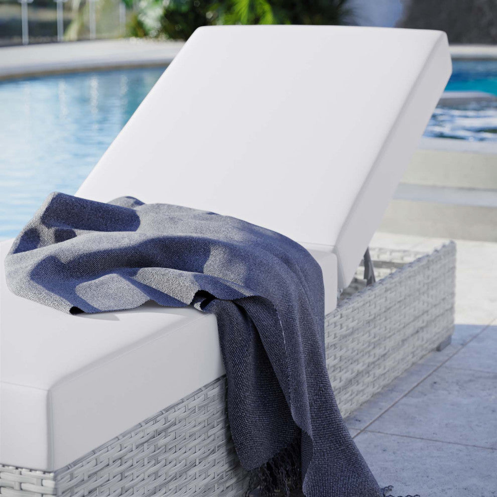 Convene Outdoor Patio Chaise Light Gray White