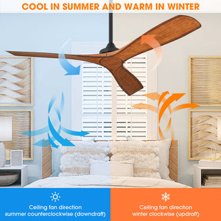 52 in. Modern Ceiling Fan with DC Reversible Motor and Remote