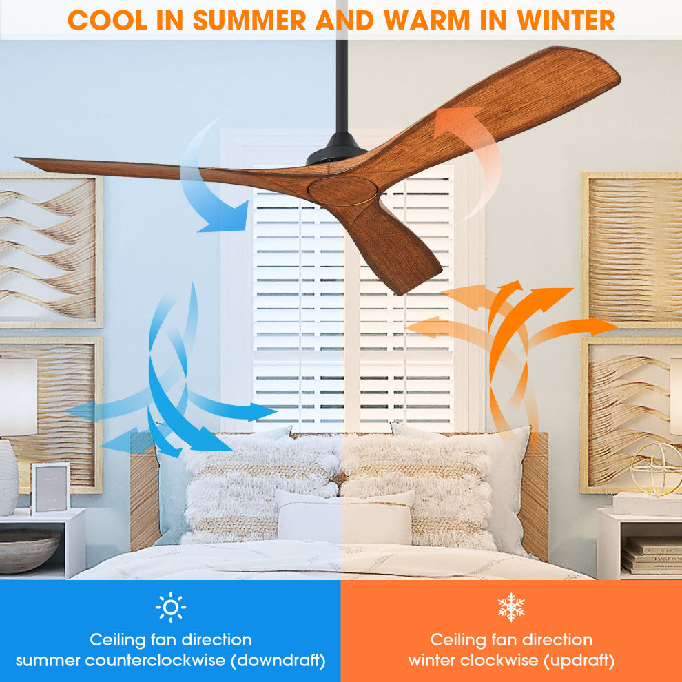 52 in. Modern Ceiling Fan with DC Reversible Motor and Remote