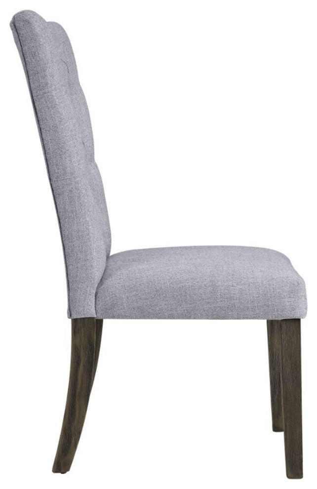 Set of 2 Upholstered Side Chair, Gray/Gray Oak Finish
