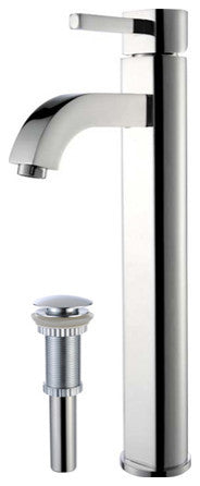 Ramus Single Handle 1-Hole Vessel Bathroom Faucet, Chrome W/ Drain