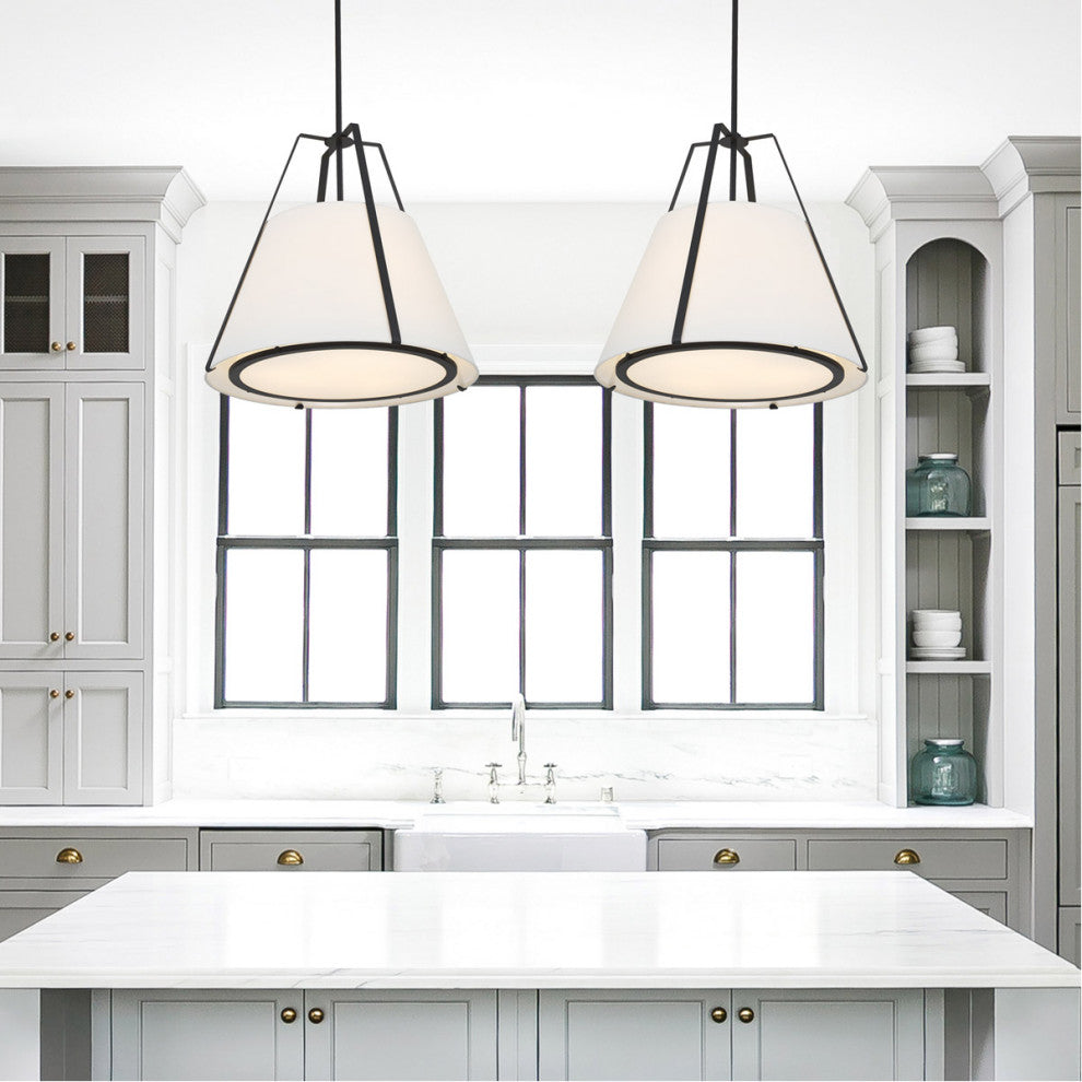 Crystorama FUL-904-BK, 3-Light Pendant, Black