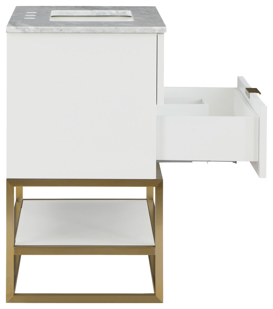 Monad Bathroom Vanity, White, 30" Wide