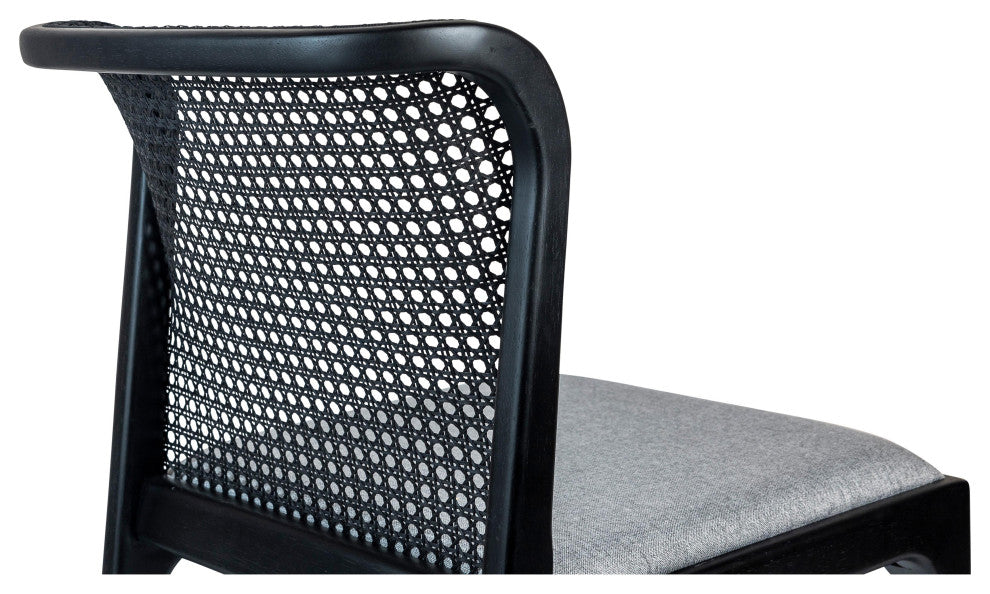 Modern Brazilian, Eloa, Cane Side Chair, Ebano/Essence Gray