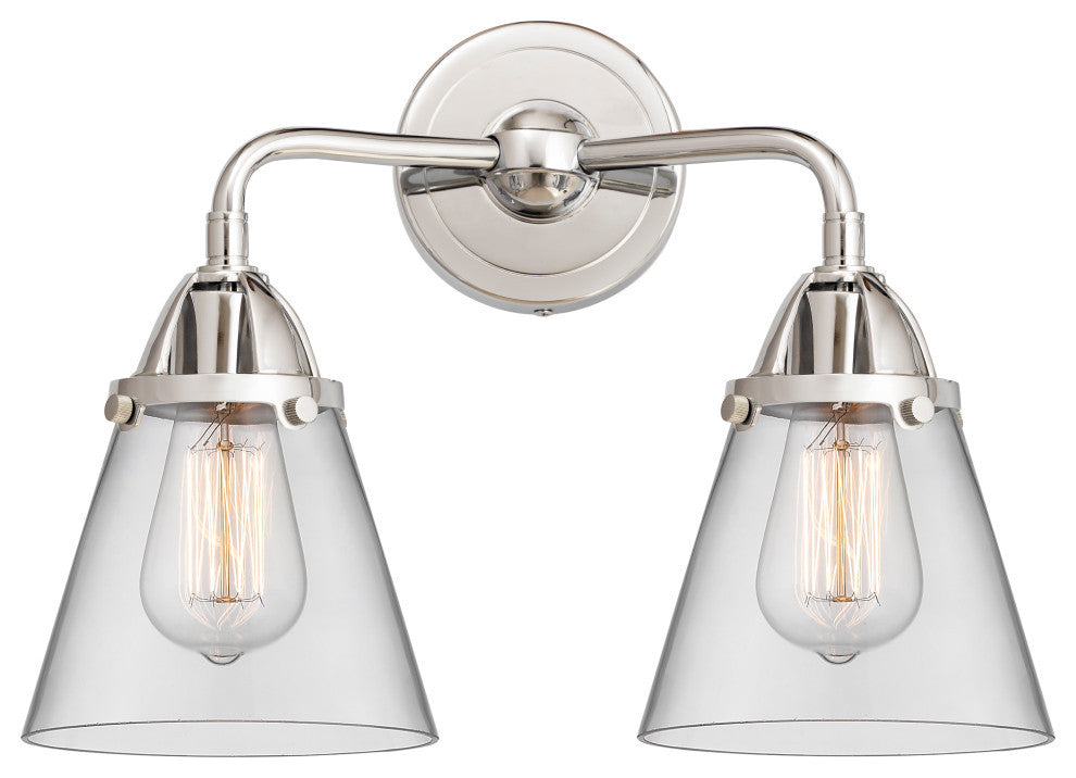 Small Cone Bath Vanity Light, Polished Chrome, Clear, Clear