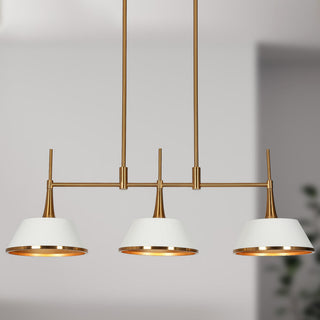 LNC 3-Light Polished Gold and White Modern Linear Kitchen Island Light