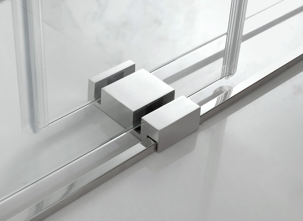 Coraline 44"-48"x76" Frameless Sliding Shower Door With Frosted Glass, Chrome