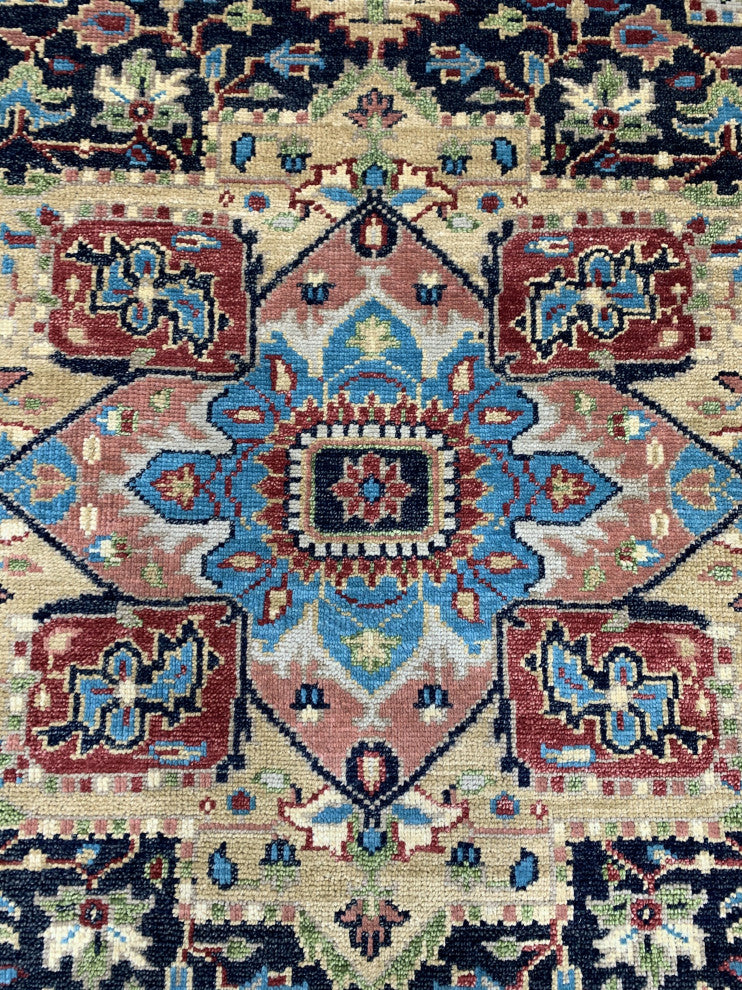 Navy / GOLD Traditional Classic Heriz Serapi Area Rug