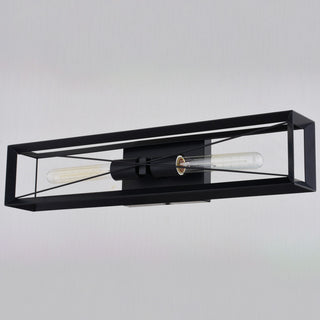 Milton 2-Light Black Transitional Wall Sconce, Bathroom Vanity Lighting Fixture