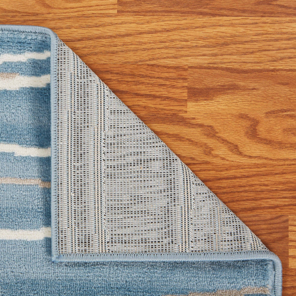 9" x 12" Blue Contemporary Waves Area Rug