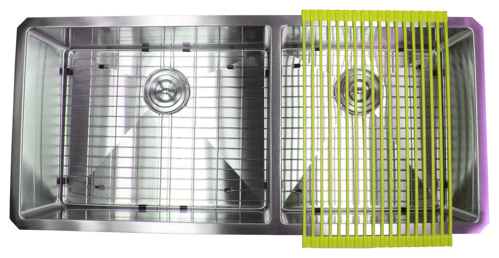 42" 16 Gauge Undermount Double Bowl Stainless Steel Sink Package