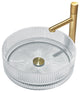 CastelloUSA Cowrie Tempered Glass Crystal Round Bathroom Vessel Sink, Clear, 16"
