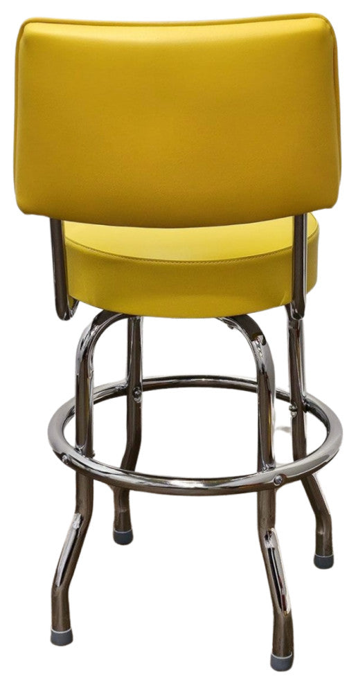 Retro Home Single Ring Upholstered 24" Swivel Counter Stool with Back, Yellow
