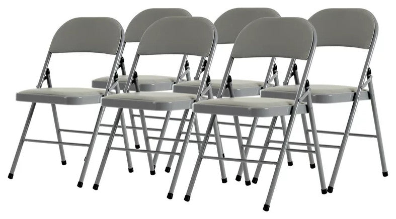 12 Pack Folding Chair, Indoor or Outdoor Use, Padded Seat With Open Back, Gray