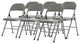 12 Pack Folding Chair, Indoor or Outdoor Use, Padded Seat With Open Back, Gray