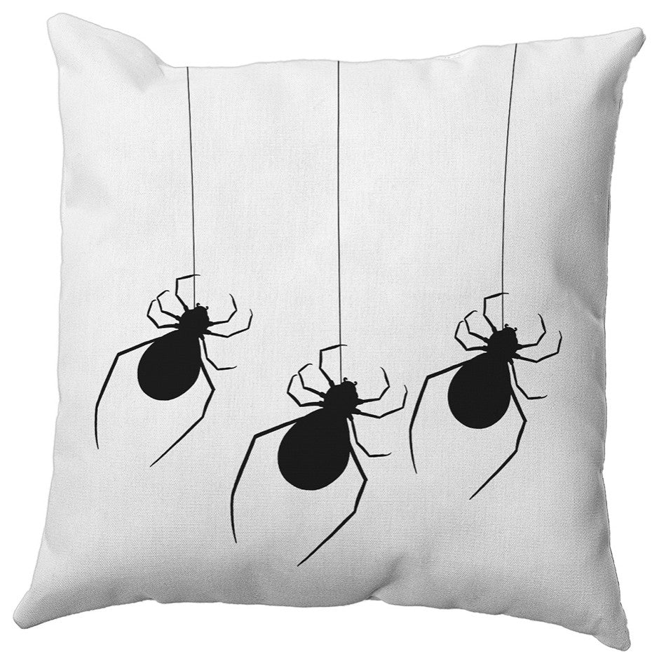 26"x26" Hanging Spiders Decorative Throw Pillow, White