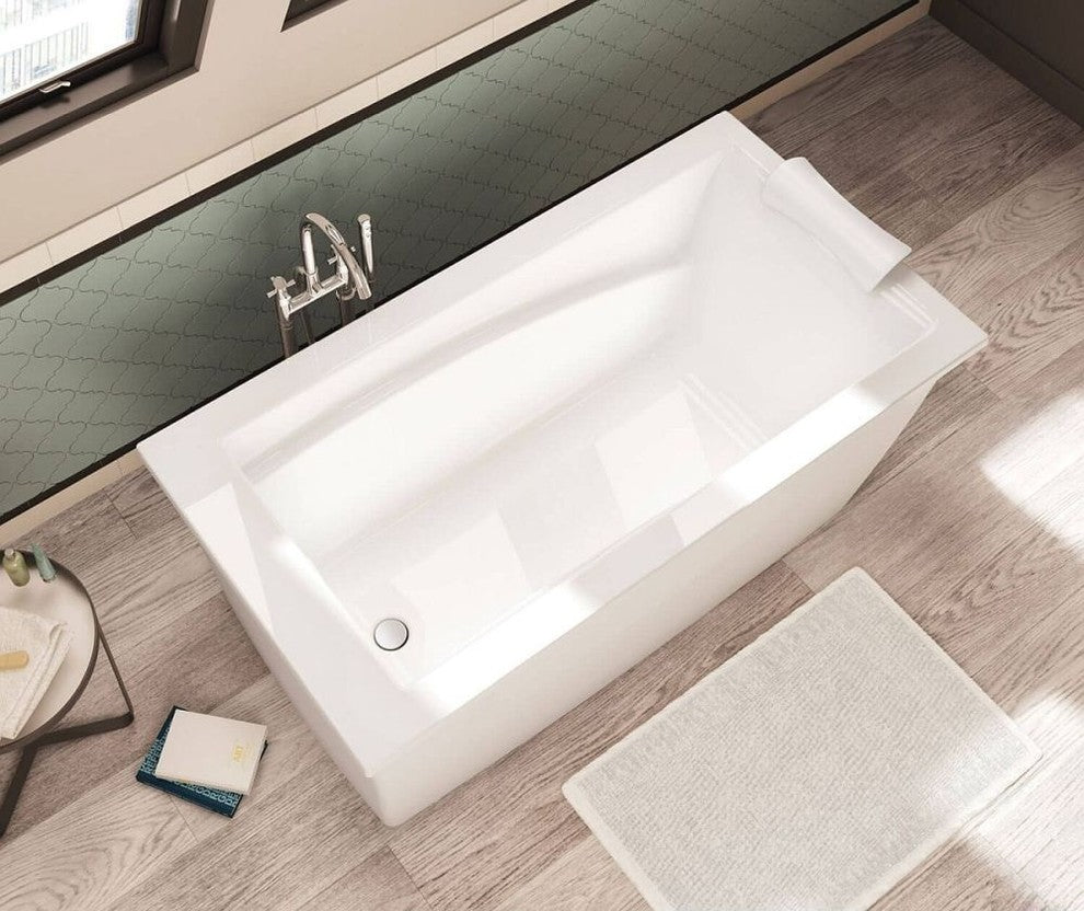 MAAX Optik Acrylic Freestanding Soaking Bathtub with End Drain, White