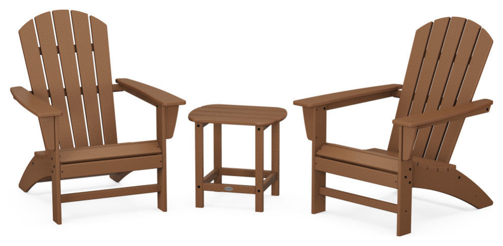 Nautical 3-Piece Adirondack Set, South Beach 18" Side Table, Teak