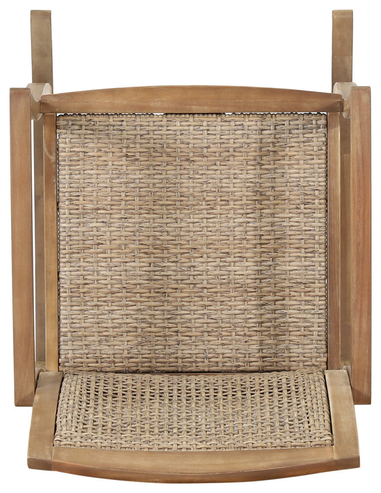 Uintah Outdoor Acacia Wood and Wicker Rocking Chair, Light Brown