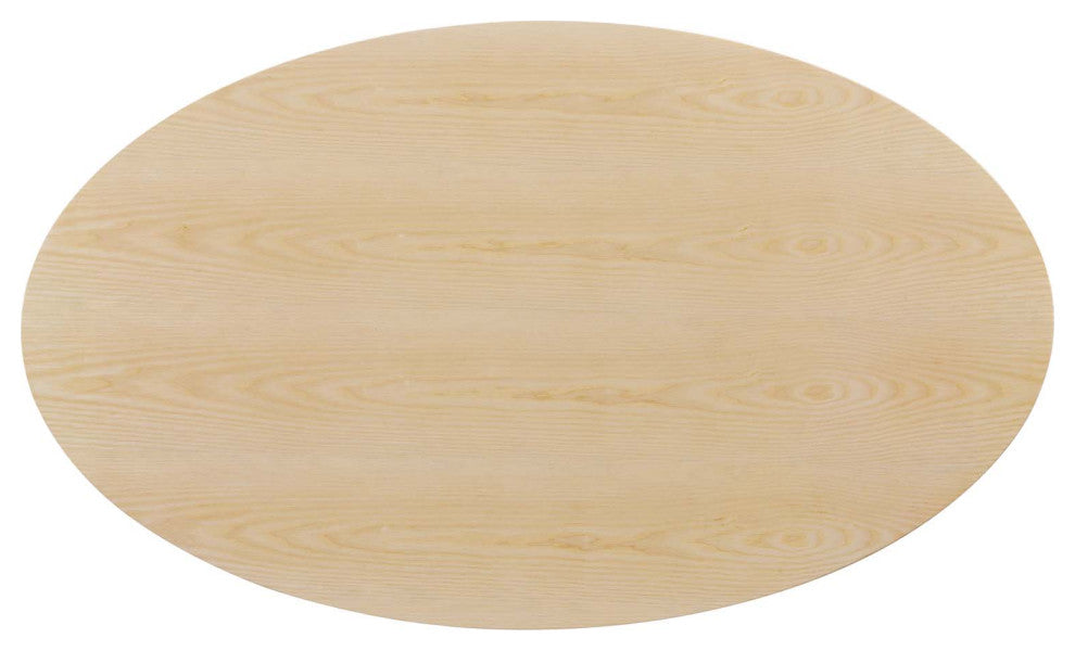 Dining Table, Oval, Wood, Gold Brown Natural, Modern, Cafe Bistro Restaurant