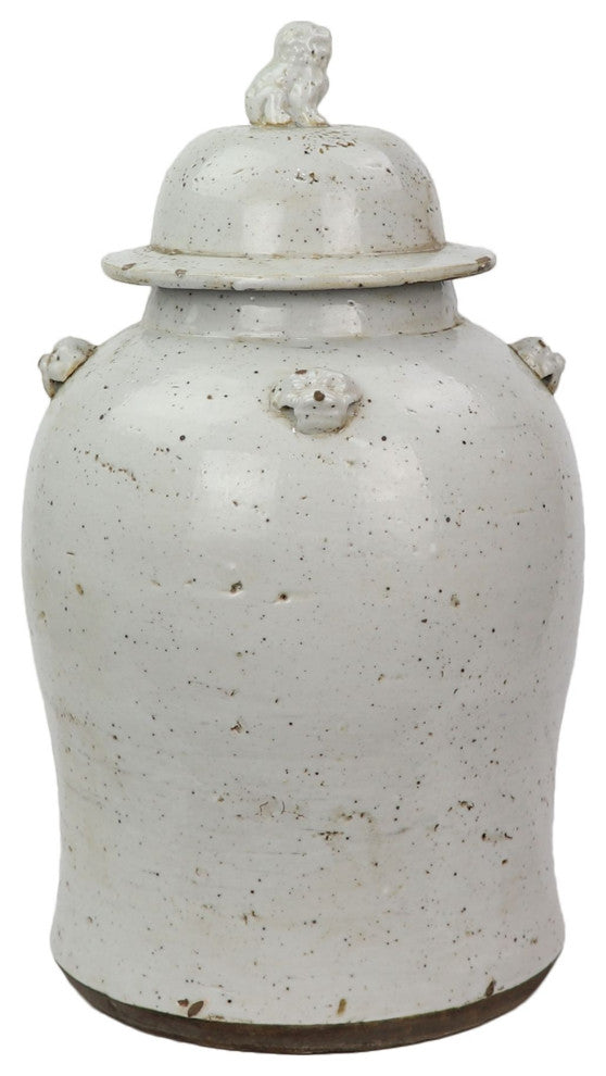 Vintage White Temple Jar, Large
