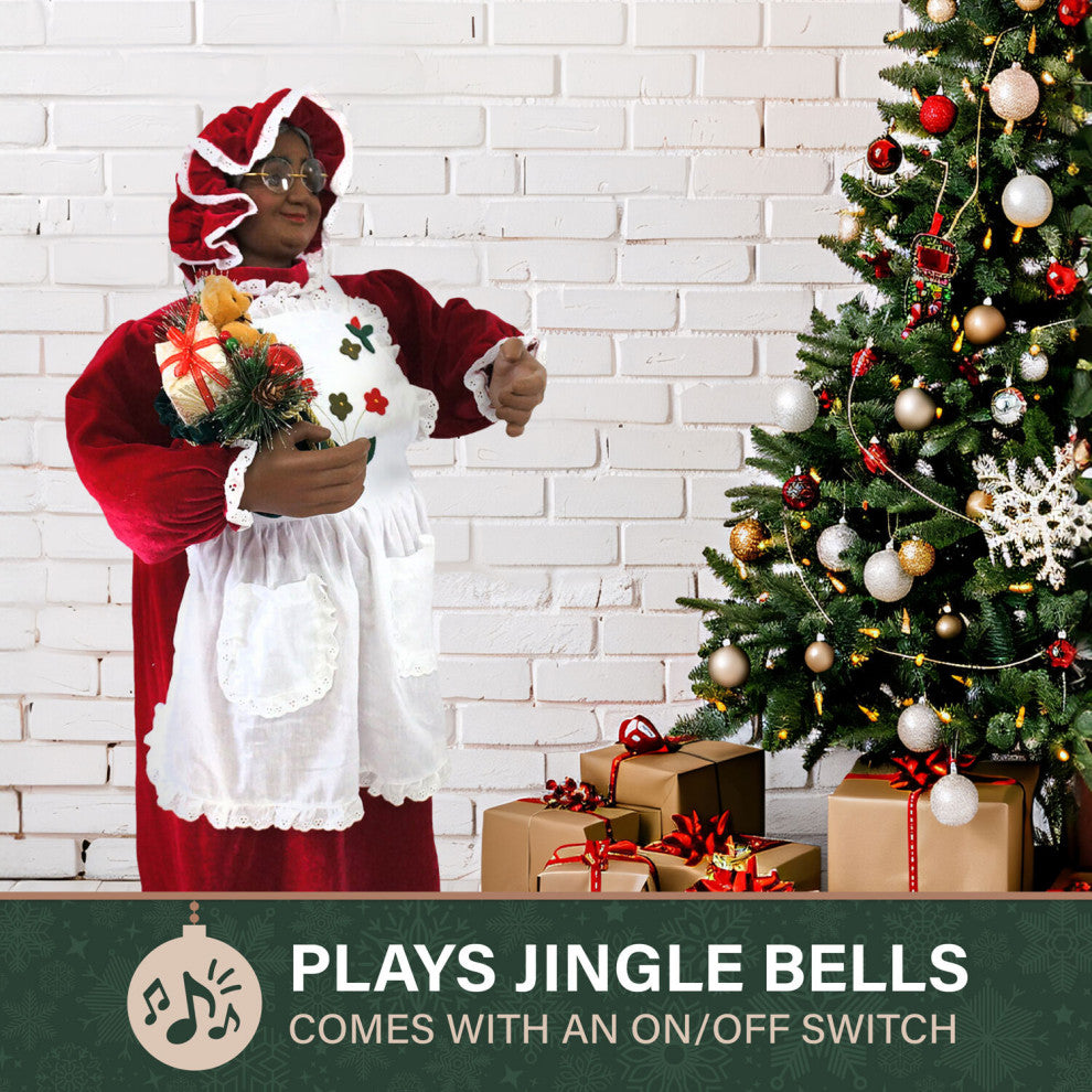 3' Music and Motion African American Mrs. Claus With Apron
