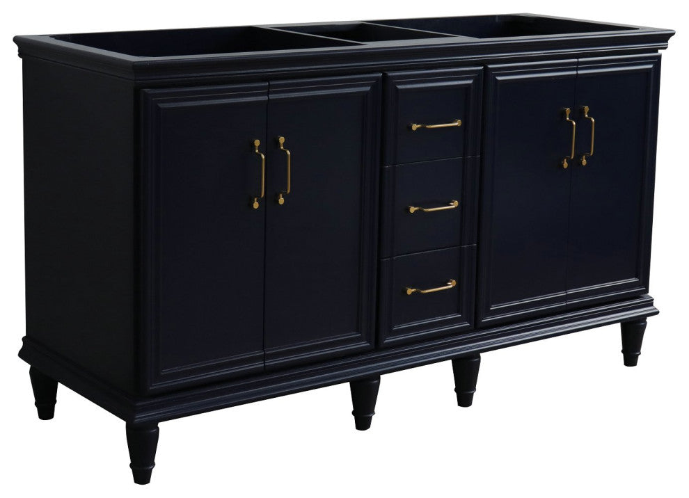 60" Double Vanity, Blue Finish, Cabinet Only
