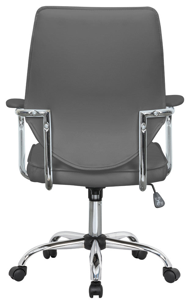 LeisureMod Winchester Modern Executive Leatherette Office Chair, Grey