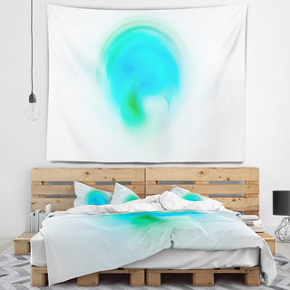 Green Luminous Misty Sphere Abstract Wall Tapestry, 60"x50"