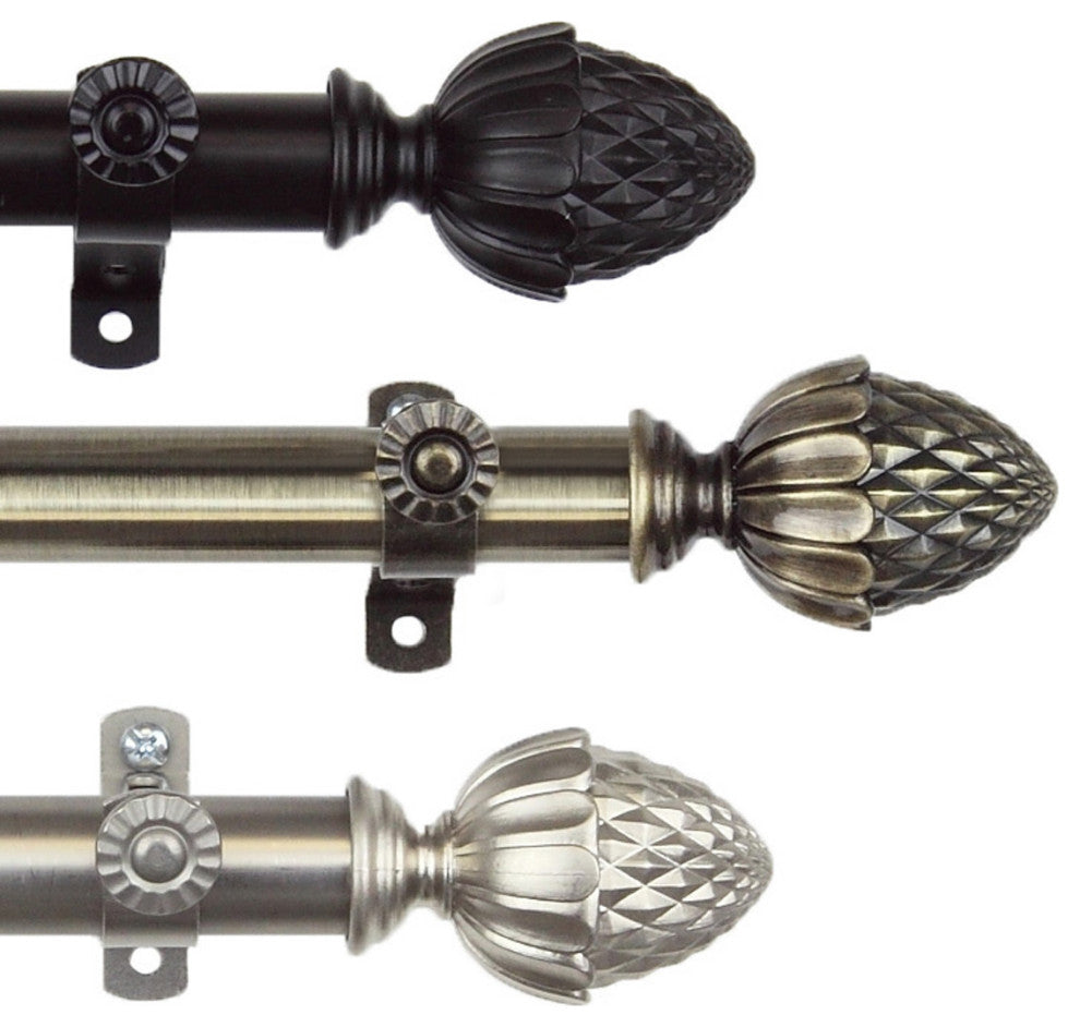 Opal 13/16" Diameter Curtain Rod, Black, 18-28"