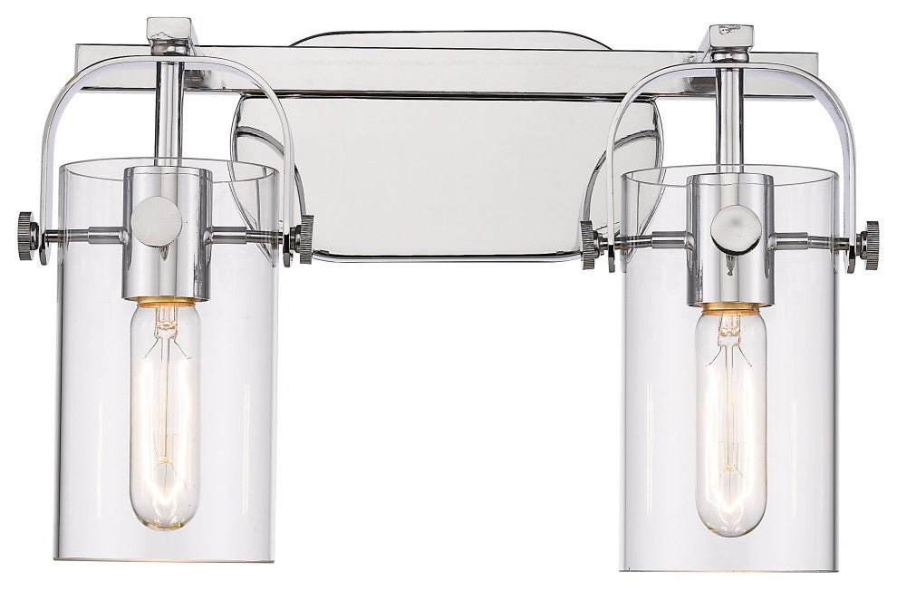 Pilaster Bath Vanity Light, Polished Nickel, Clear