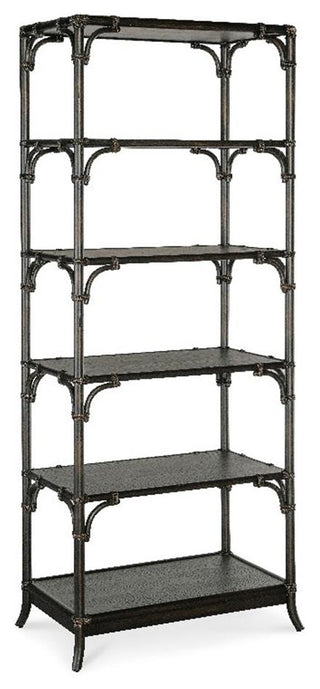 Retreat Pole Rattan Wood Framed Bookcase in Black by Hooker Furniture