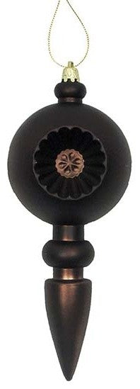 Retro Reflector Shatterproof Christmas Finial Ornaments, Set of 4, Matte Brown