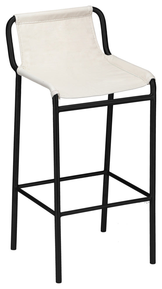 Dax Black Faux Leather Counter Stool, Cream