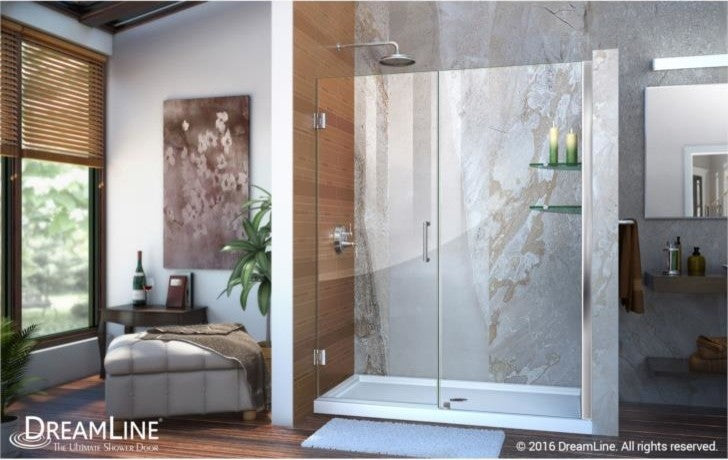 DreamLine Unidoor 59" to 60" Frameless Hinged Shower Door, Oil Rubbed Bronze