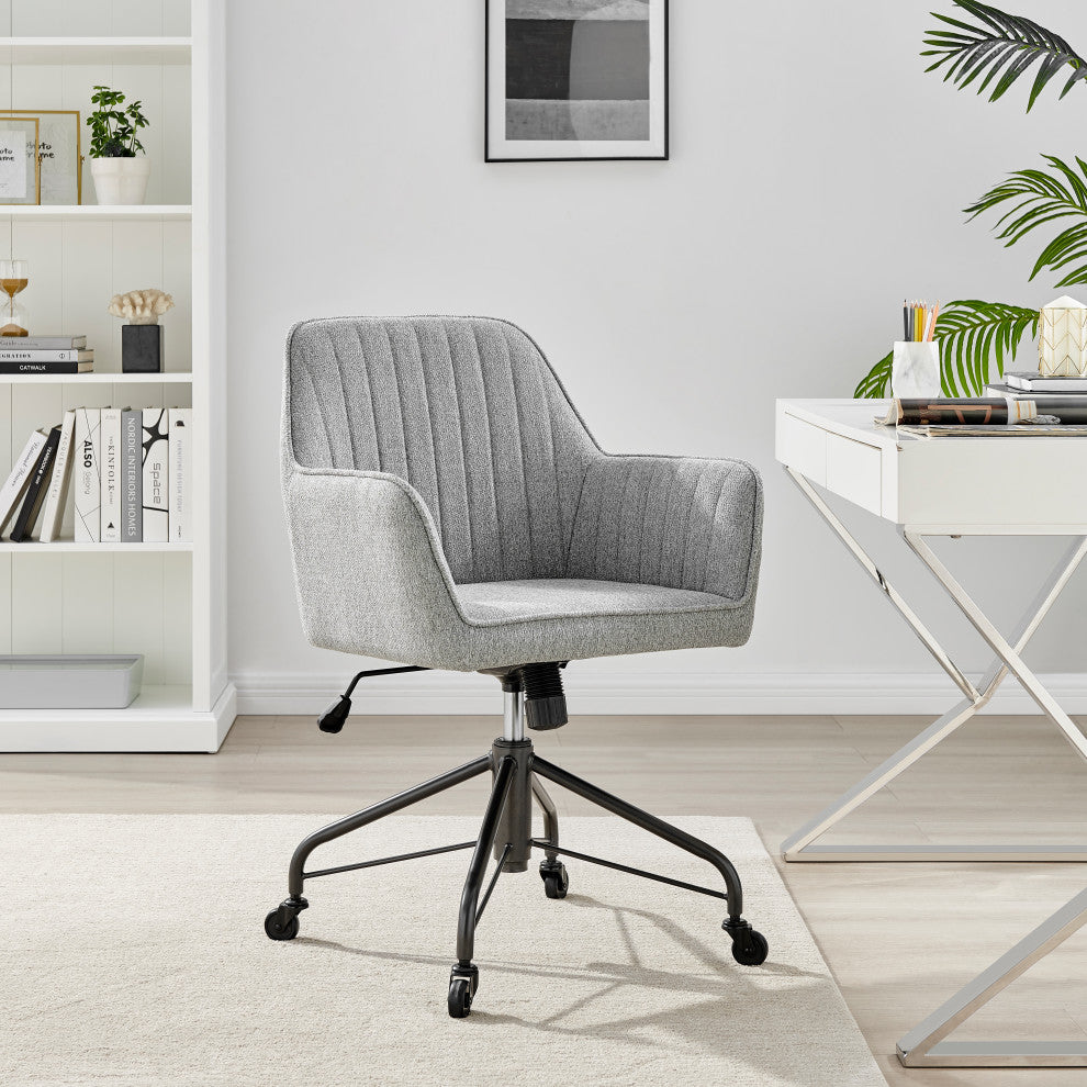 Thompson Fabric Swivel Office Arm Chair, Strata Gray