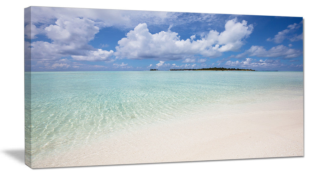 "Fascinating Maldives Empty Seashore" Seascape Art Canvas, 40"x20"