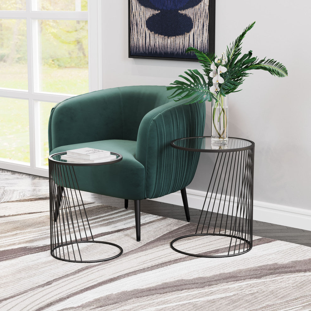 Shine Nesting Tables Set Clear & Black
