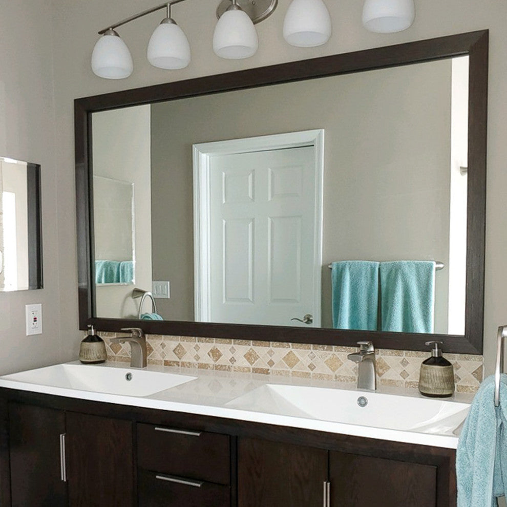 Meade Framed Wall Mirror, Espresso Textured, 28"x24"