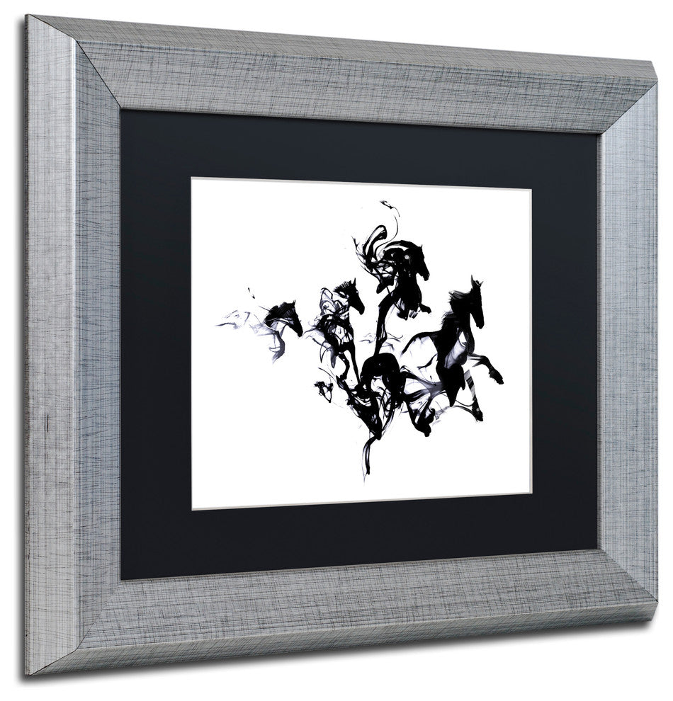 Robert Farkas 'Black Horses' Matted Framed Art
