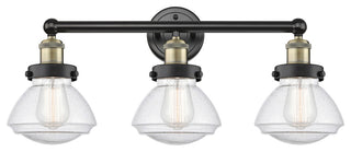 Olean 3-Light 25" Bath Vanity Light, Black Antique Brass Finish, Mercury Shade
