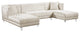 Moda Velvet Upholstered 3-Piece Sectional, Cream