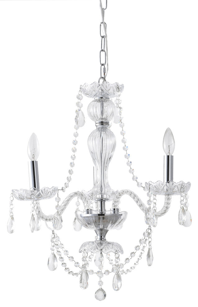3-Light Crystal Chandelier with Chrome Finish