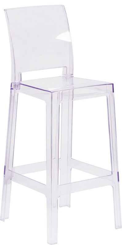 Ghost Barstool With Square Back in Transparent Crystal