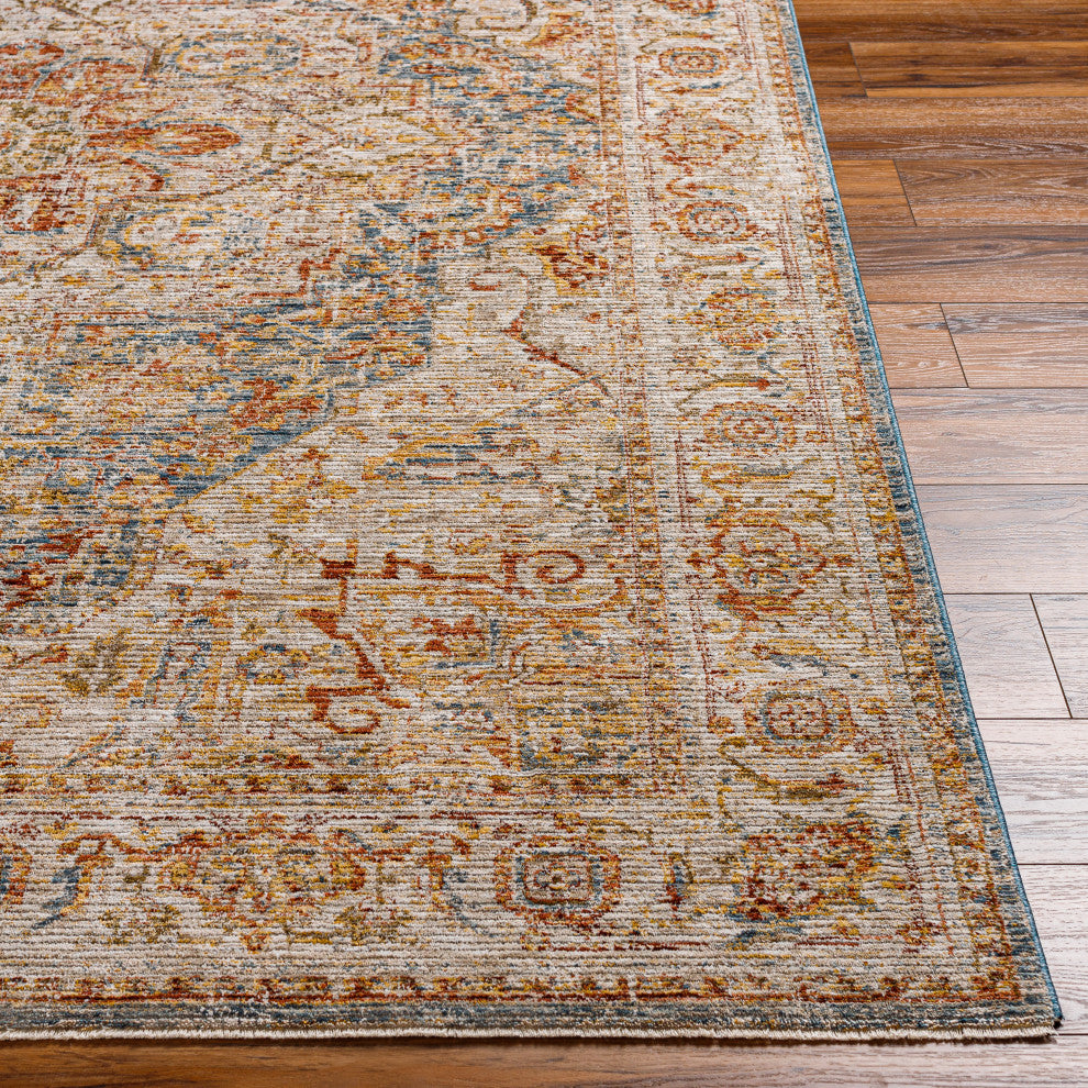 Naila IAL-2317 Red/Blue Multi Machine Woven 6'7" Round Rug