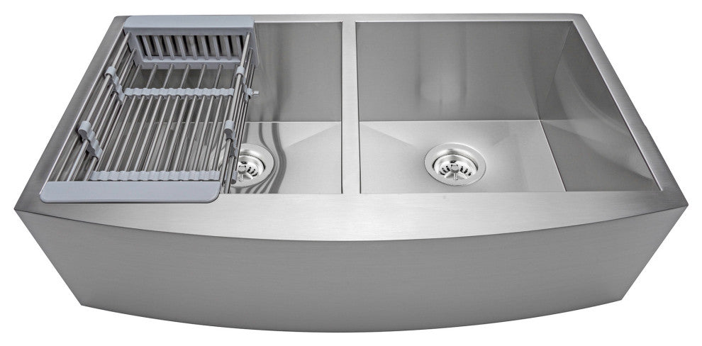 AKDY 33"x22"x9" Apron Farmhouse Stainless Steel Double Bowl Kitchen Sink