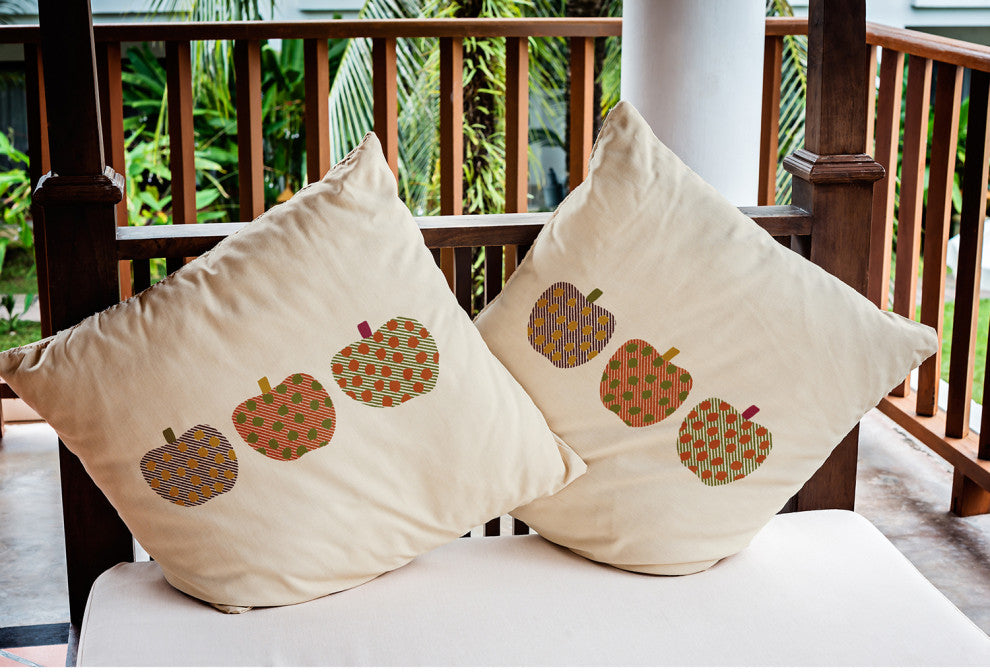 18" x 18" Apples Indoor/Outdoor Polyester Throw Pillow, Olive