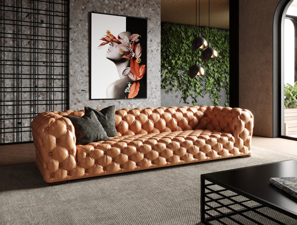 Divani Casa Dexter, Transitional Camel Tufted Sofa