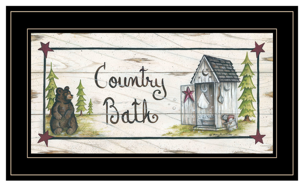 "Country Bath" by Mary Ann June, Framed Print, Black Frame