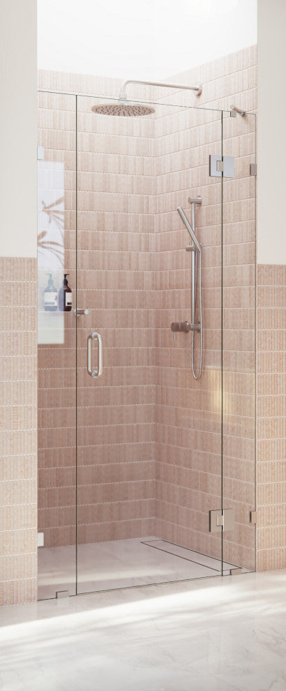 42"Wx78"H Frameless 3 Panel Inline Shower Door, Brushed Nickel